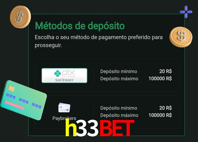 O cassino h33bet oferece uma grande variedade de métodos de pagamento
